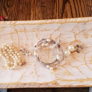 Pearl - Necklace, 2 Earring sets, Bracelet & Ring
